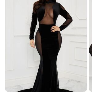 Elegant Black Velvet Gown